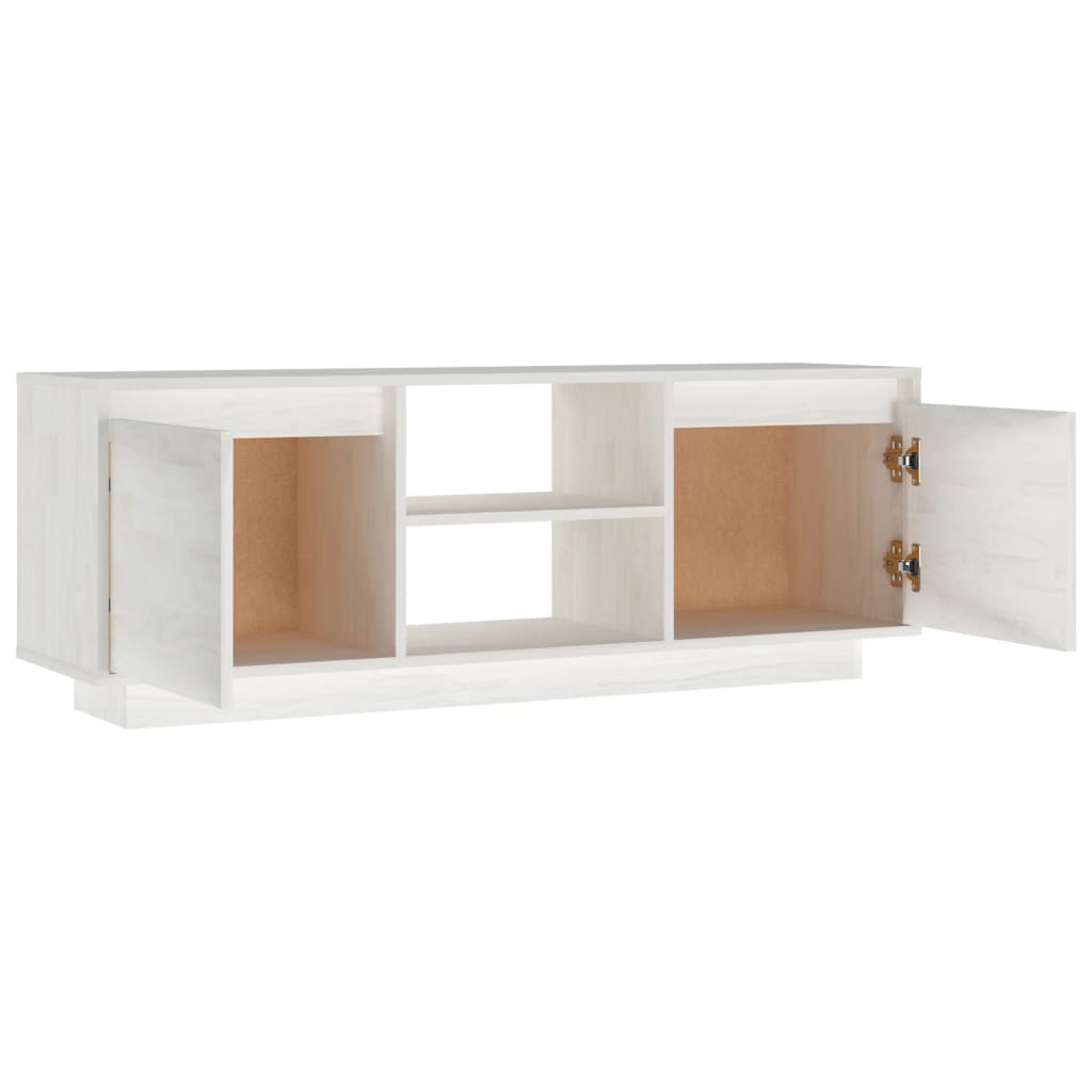 fehér tömör fenyőfa TV-szekrény 110 x 30 x 40 cm