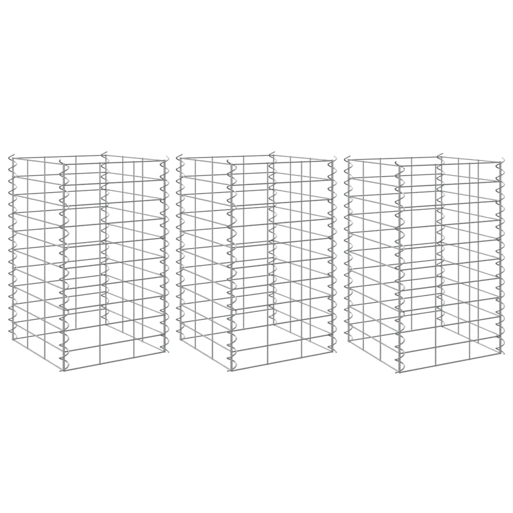 3 db vas gabion magaságyás 30 x 30 x 50 cm