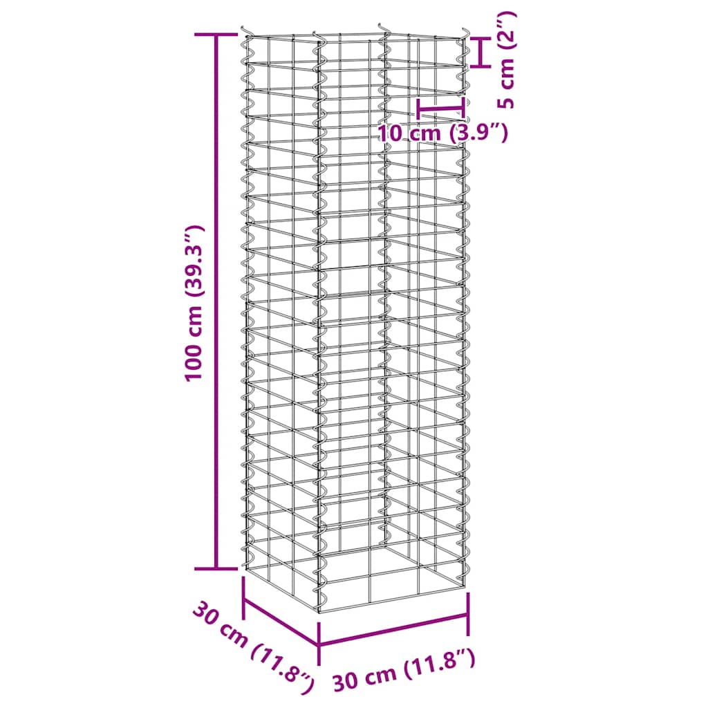 3 db vas gabion magaságyás 30 x 30 x 100 cm
