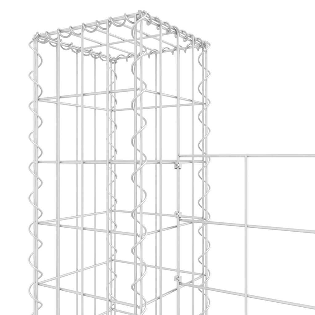 U-alakú vas gabionkosár 2 oszloppal 140 x 20 x 150 cm