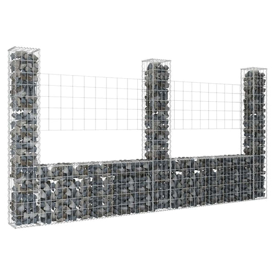 U-alakú vas gabionkosár 3 oszloppal 260 x 20 x 150 cm