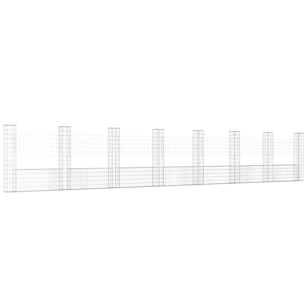 U-alakú vas gabionkosár 8 oszloppal 860 x 20 x 150 cm