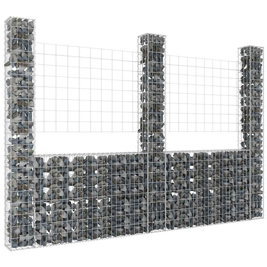 U-alakú vas gabionkosár 3 oszloppal 260 x 20 x 200 cm