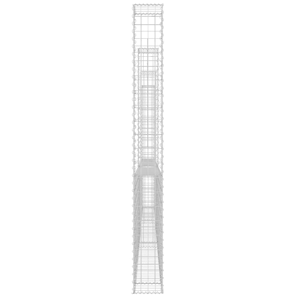 U-alakú vas gabionkosár 4 oszloppal 380 x 20 x 200 cm