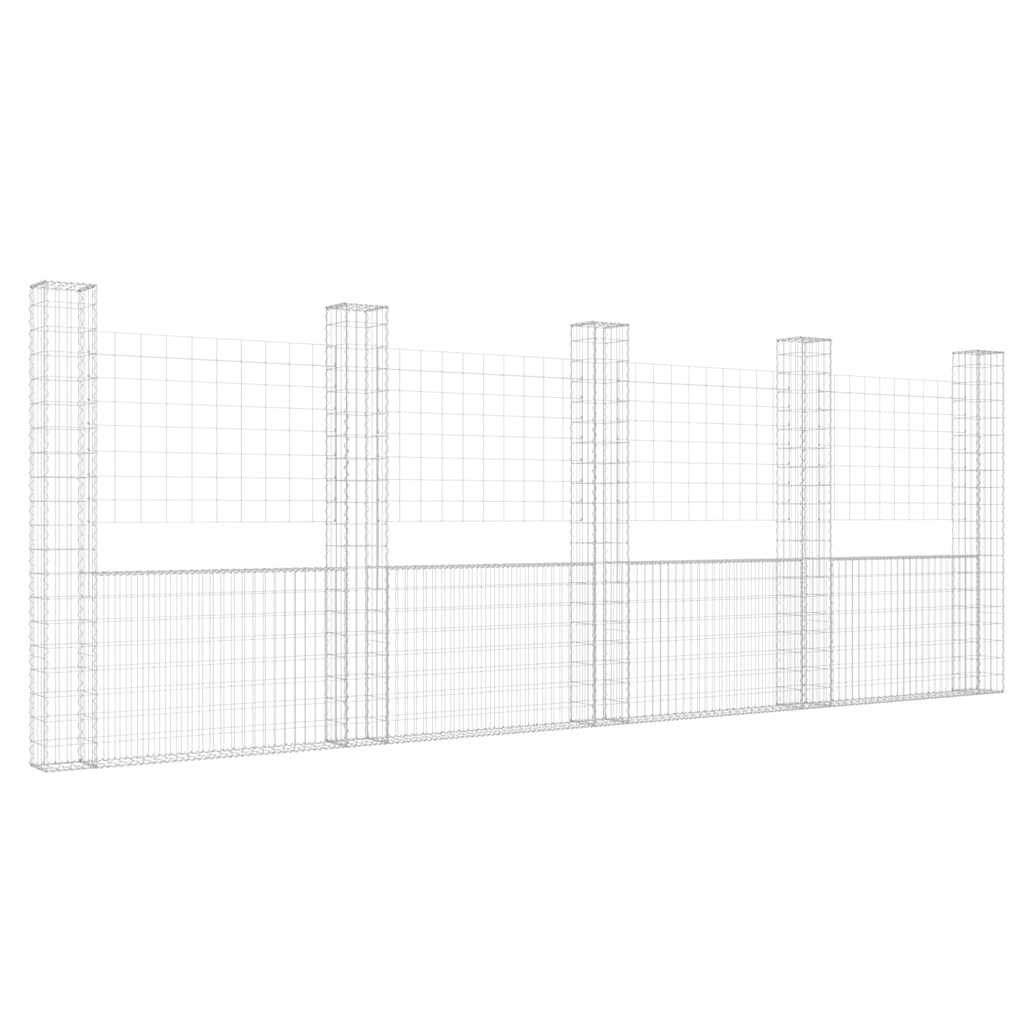 U-alakú vas gabionkosár 5 oszloppal 500 x 20 x 200 cm