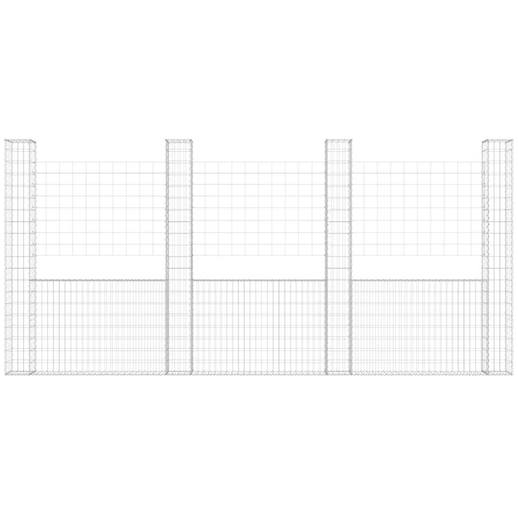 U-alakú vas gabionkosár 5 oszloppal 500 x 20 x 200 cm