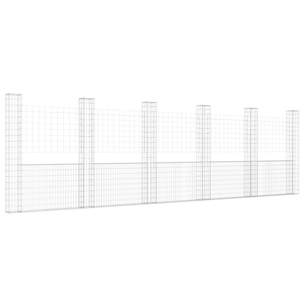 U-alakú vas gabionkosár 6 oszloppal 620 x 20 x 200 cm
