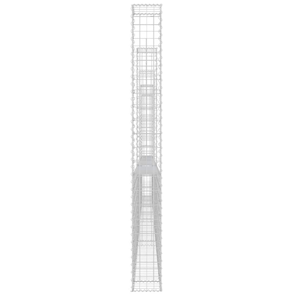 U-alakú vas gabionkosár 6 oszloppal 620 x 20 x 200 cm