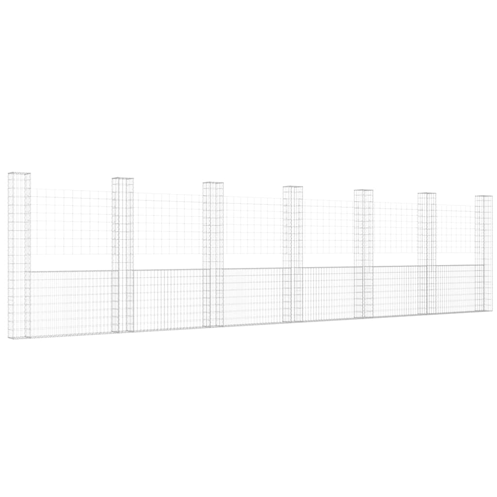U-alakú vas gabionkosár 7 oszloppal 740 x 20 x 200 cm