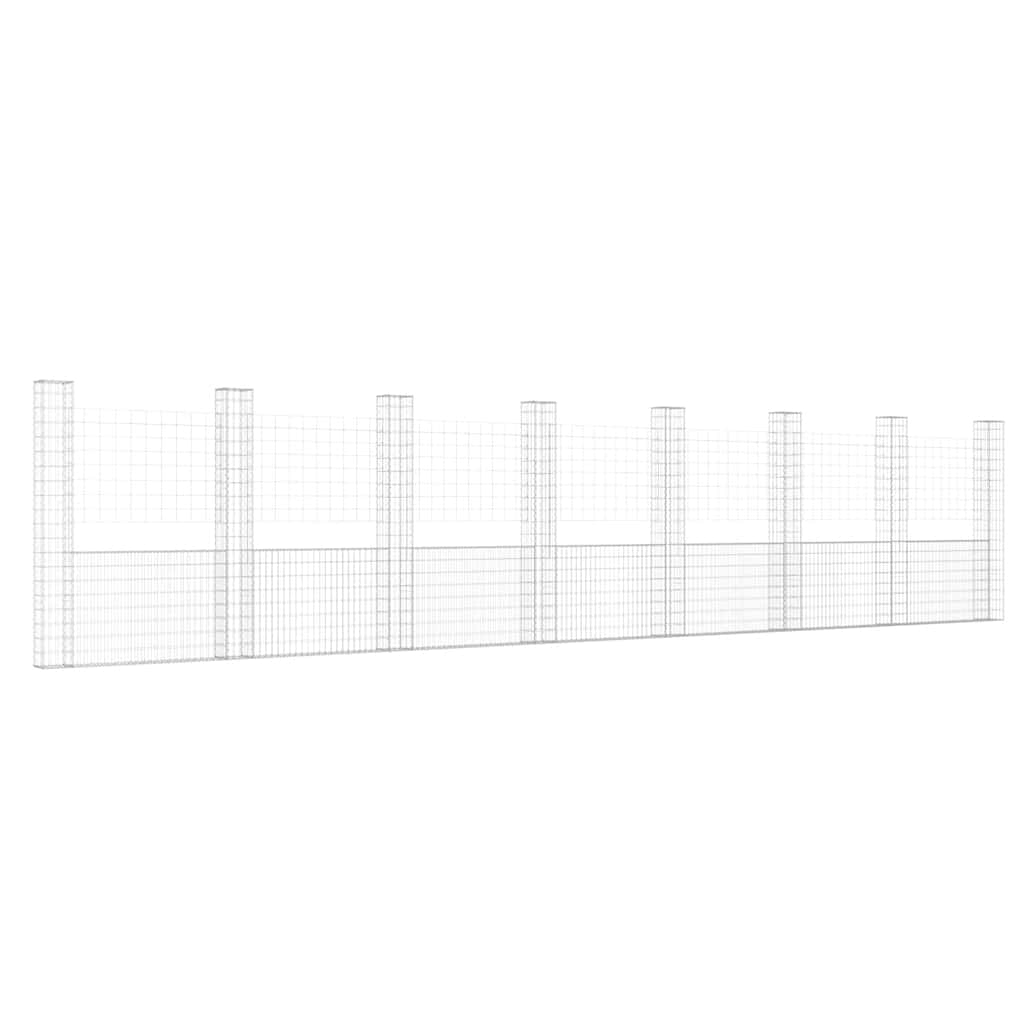 U-alakú vas gabionkosár 8 oszloppal 860 x 20 x 200 cm