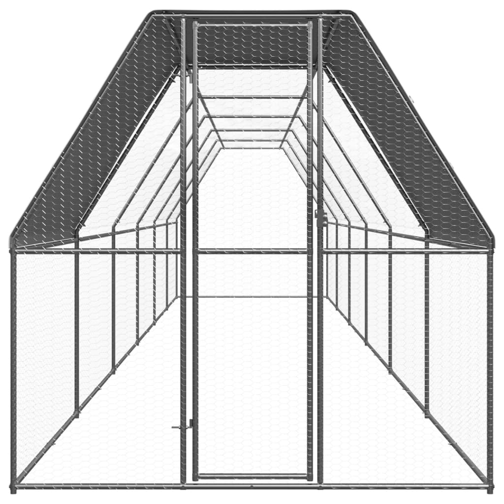 kültéri horganyzott acél tyúkól 2 x 12 x 2 m