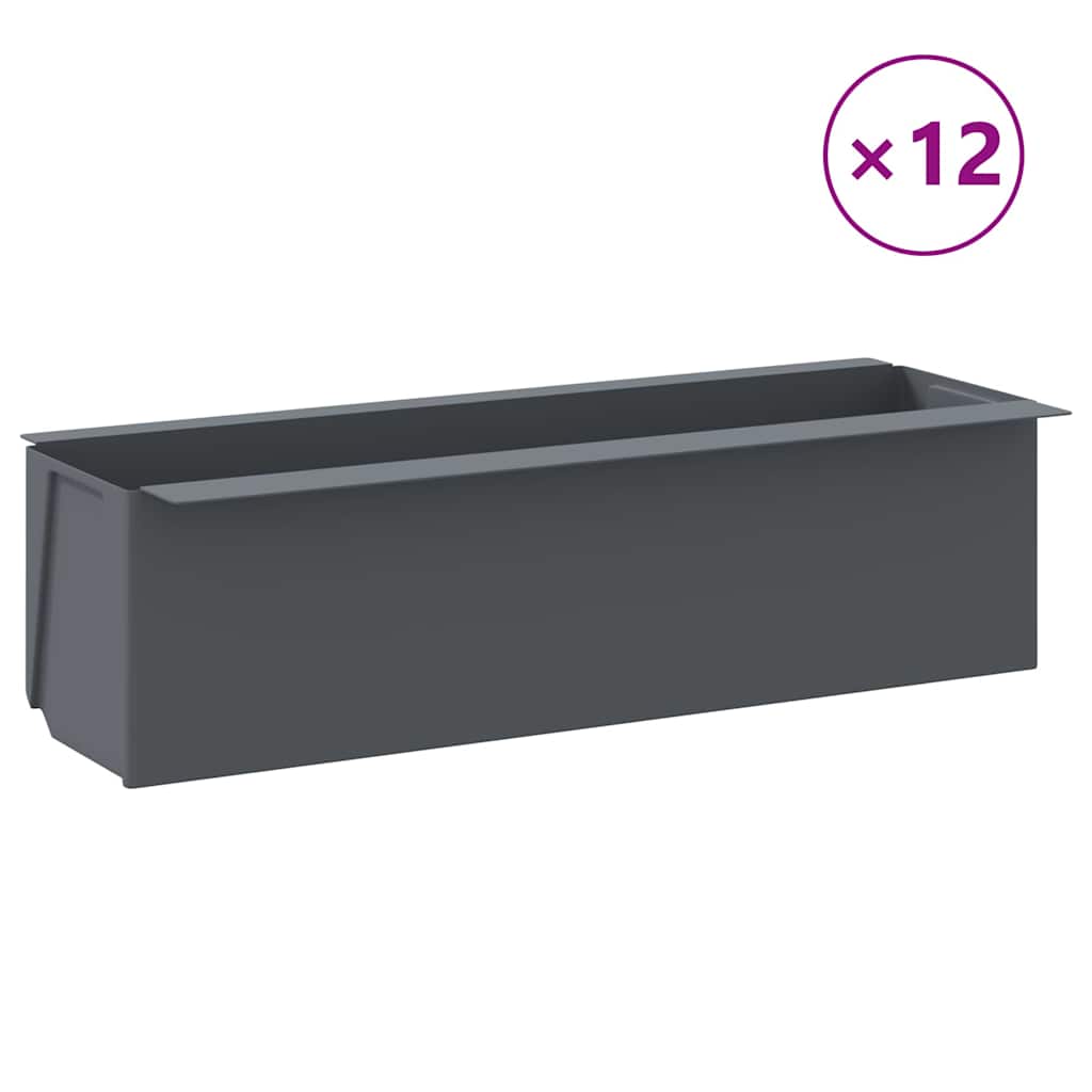 12 db szürke polipropilén virágláda raklapokhoz 36x13,5x9,5 cm