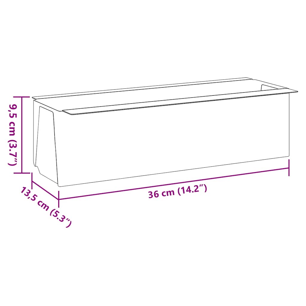 12 db szürke polipropilén virágláda raklapokhoz 36x13,5x9,5 cm