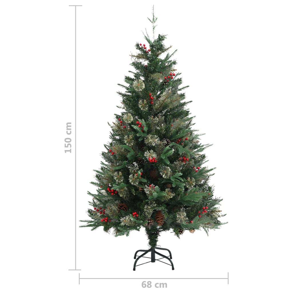 zöld karácsonyfa fenyőtobozokkal 150 cm