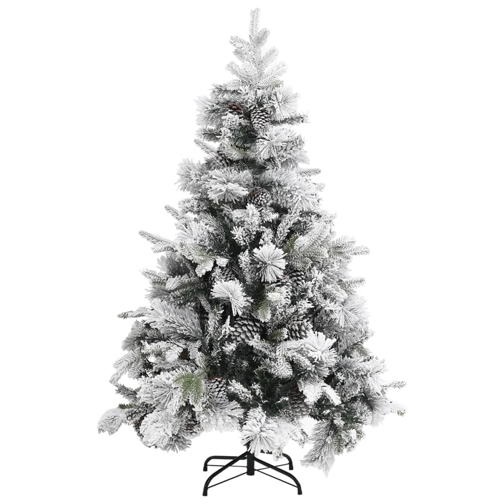 PVC/PE karácsonyfa pelyhes hóval és tobozokkal 150 cm