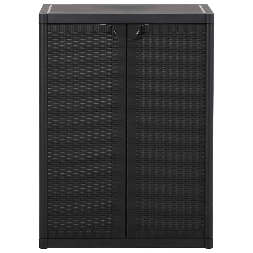 fekete PP rattan kerti tárolószekrény 65 x 45 x 88 cm
