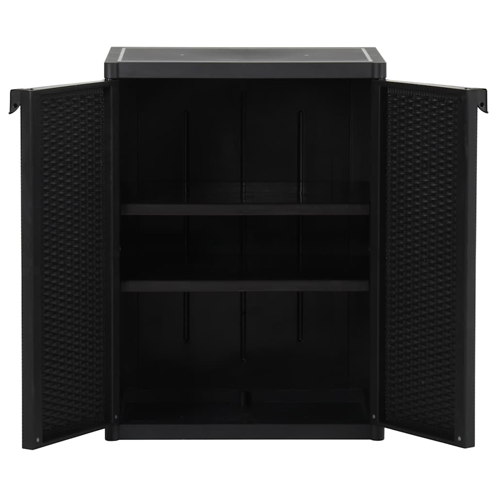 fekete PP rattan kerti tárolószekrény 65 x 45 x 88 cm