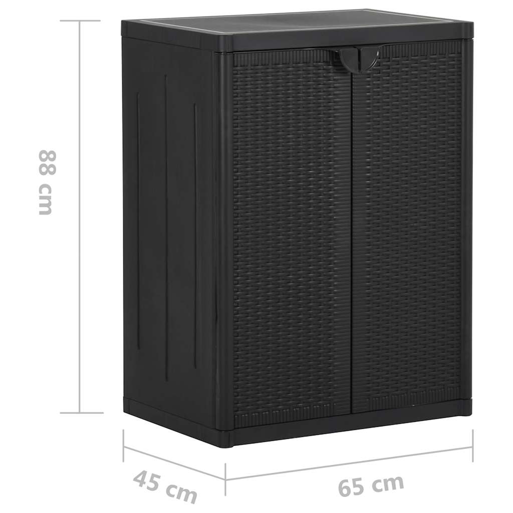 fekete PP rattan kerti tárolószekrény 65 x 45 x 88 cm