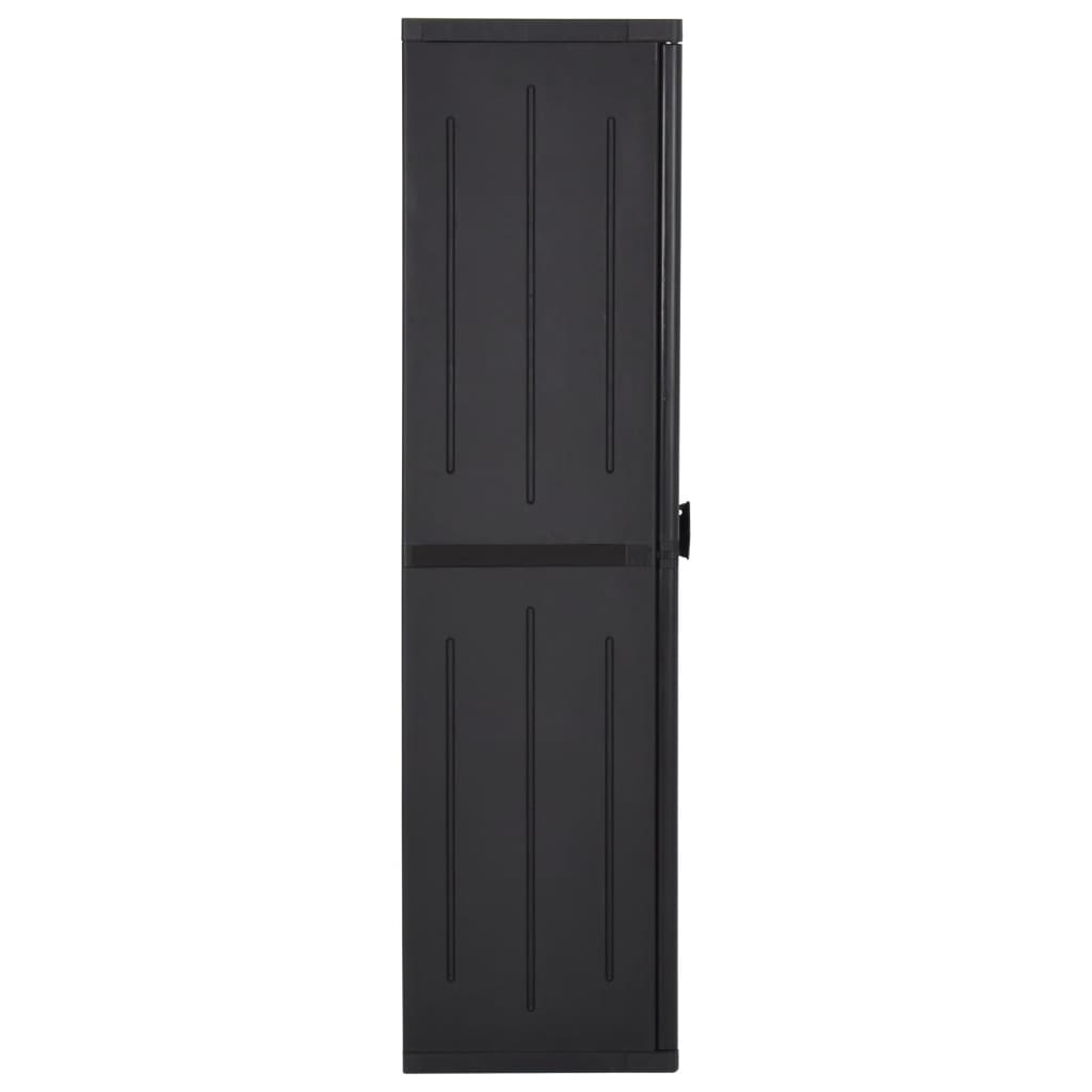 fekete PP rattan kerti tárolószekrény 65 x 45 x 172 cm