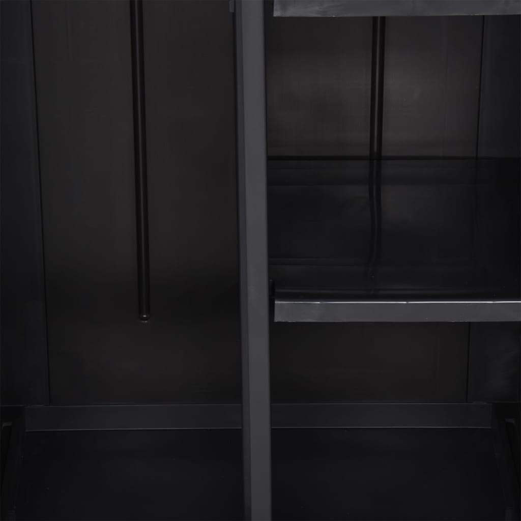 fekete PP rattan kerti tárolószekrény 65 x 45 x 172 cm