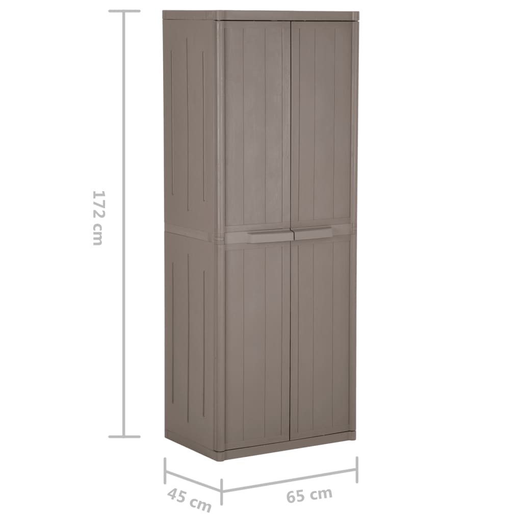barna PP fahatású kerti tárolószekrény 65 x 45 x 172 cm