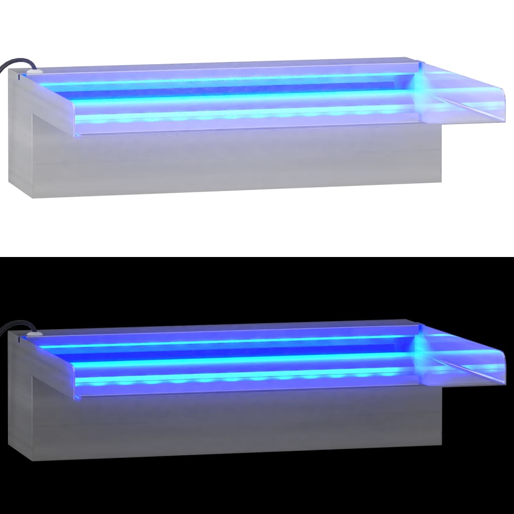 rozsdamentes acél vízeséskifolyó RGB LED-ekkel 30 cm