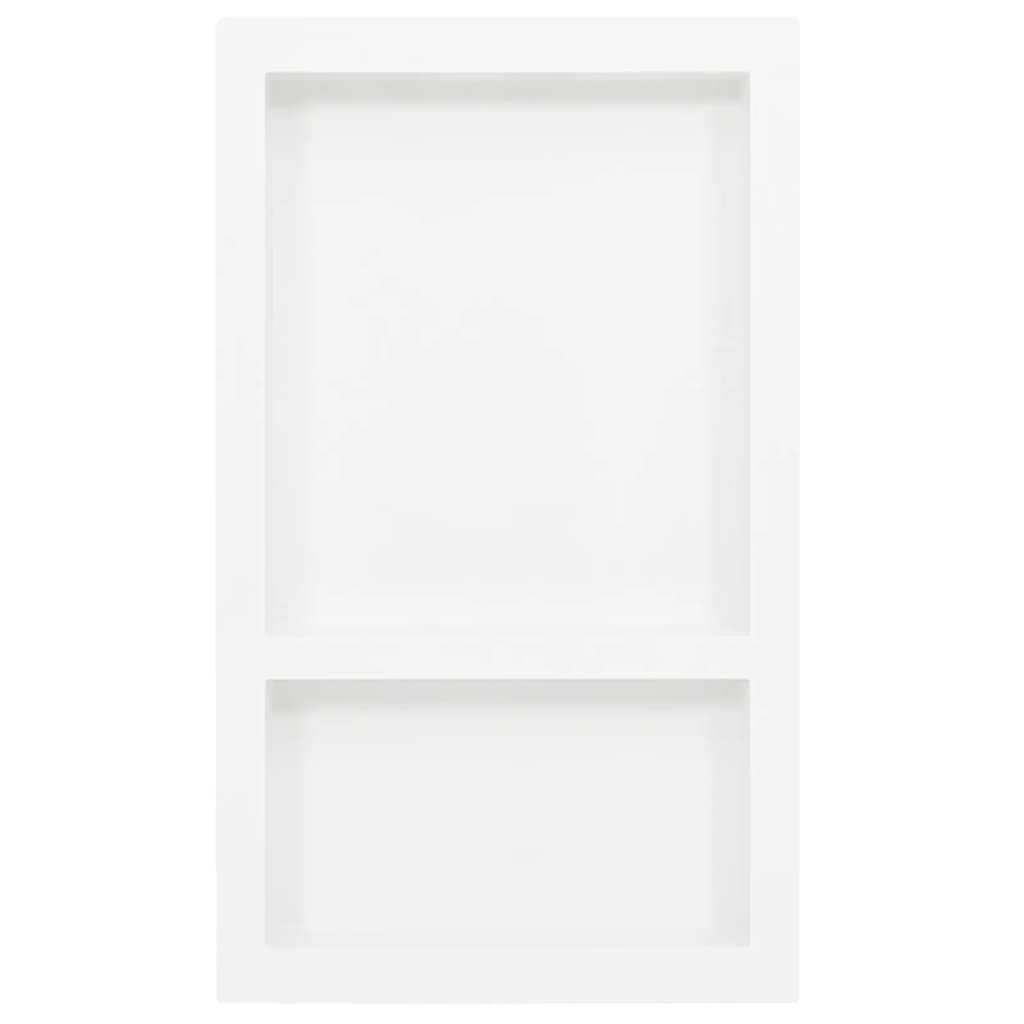 magasfényű fehér zuhanyfal-mélyedés 2 rekesszel 41 x 69 x 9 cm