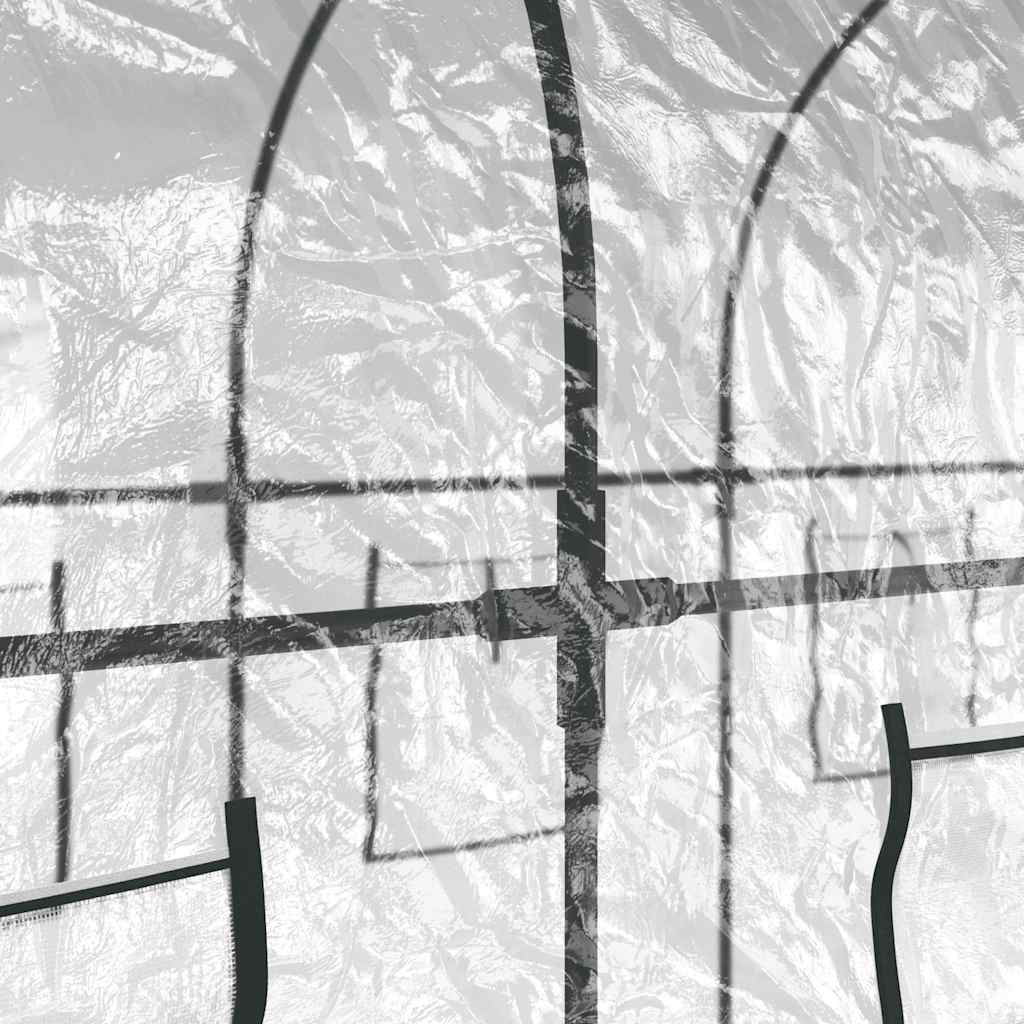 átlátszó PVC és porszórt acél melegház 160 x 400 x 190 cm