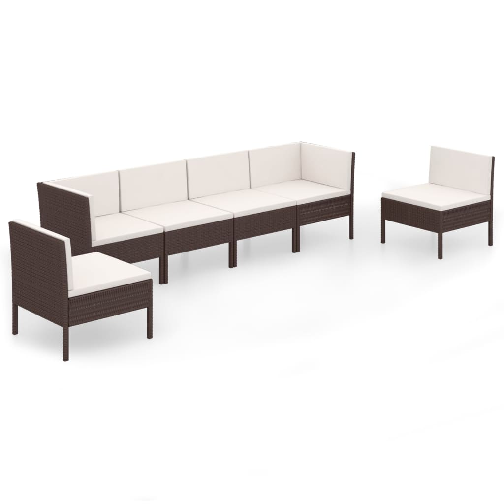 6 részes barna polyrattan kerti ülőgarnitúra párnákkal