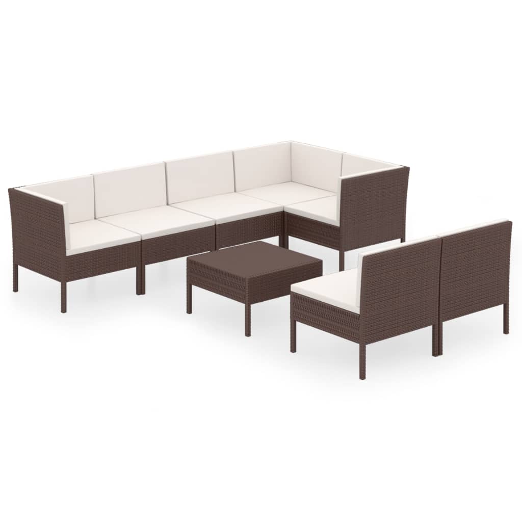 8 részes barna polyrattan kerti ülőgarnitúra párnákkal