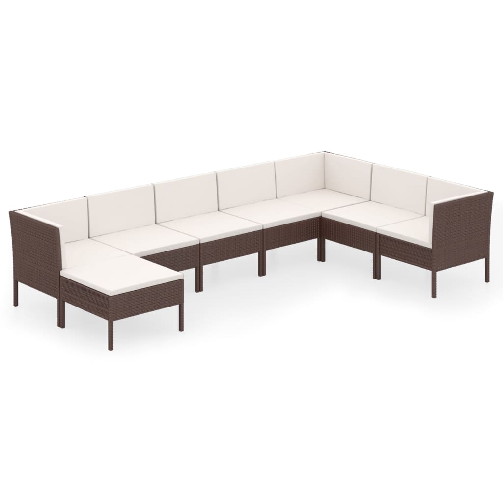 8 részes barna polyrattan kerti ülőgarnitúra párnákkal