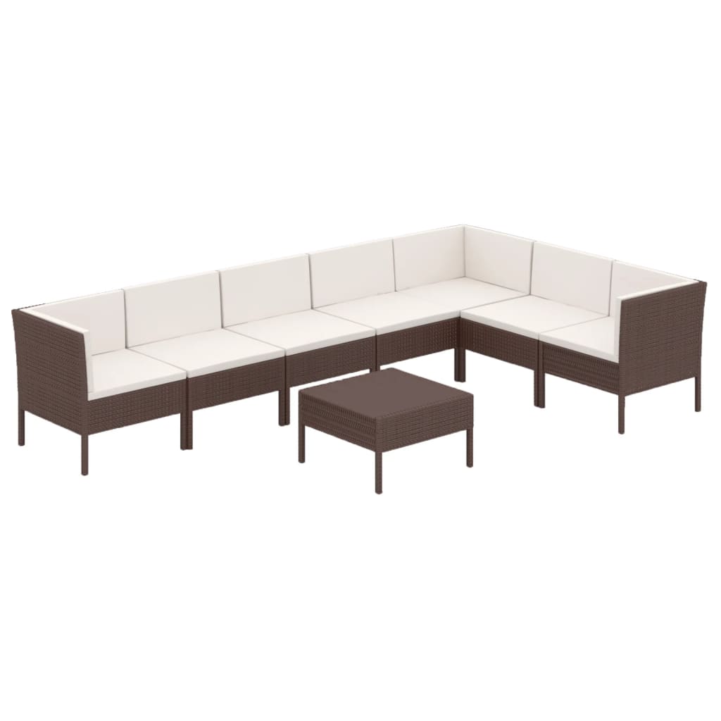8 részes barna polyrattan kerti ülőgarnitúra párnákkal