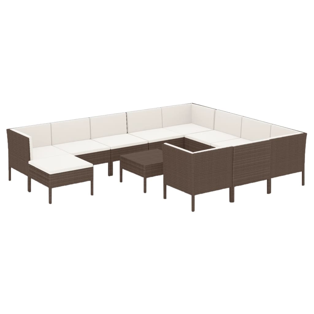 12 részes barna polyrattan kerti ülőgarnitúra párnákkal