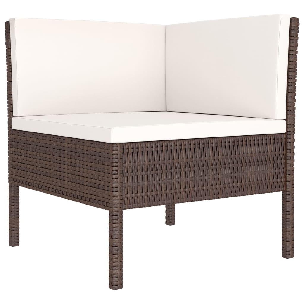 8 részes barna polyrattan kerti bútorszett párnákkal