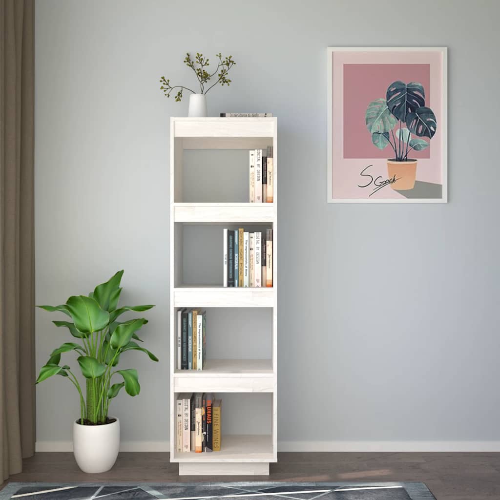 fehér tömör fenyőfa könyvszekrény/térelválasztó 40x35x135 cm