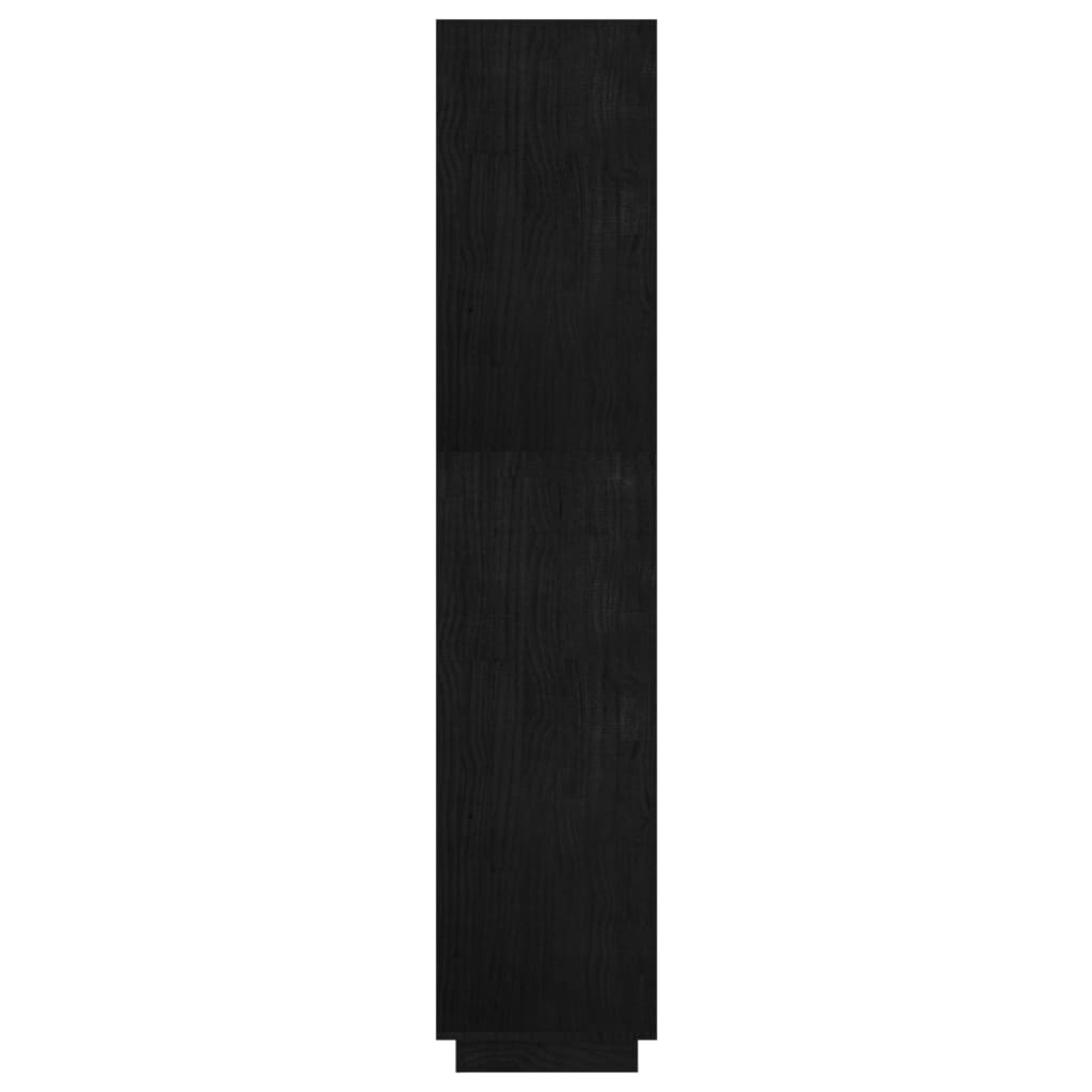 fekete tömör fenyőfa könyvszekrény/térelválasztó 60x35x167 cm