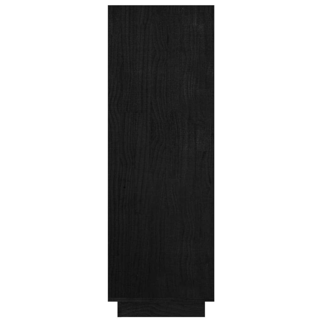 fekete tömör fenyőfa könyvszekrény/térelválasztó 80x35x103 cm