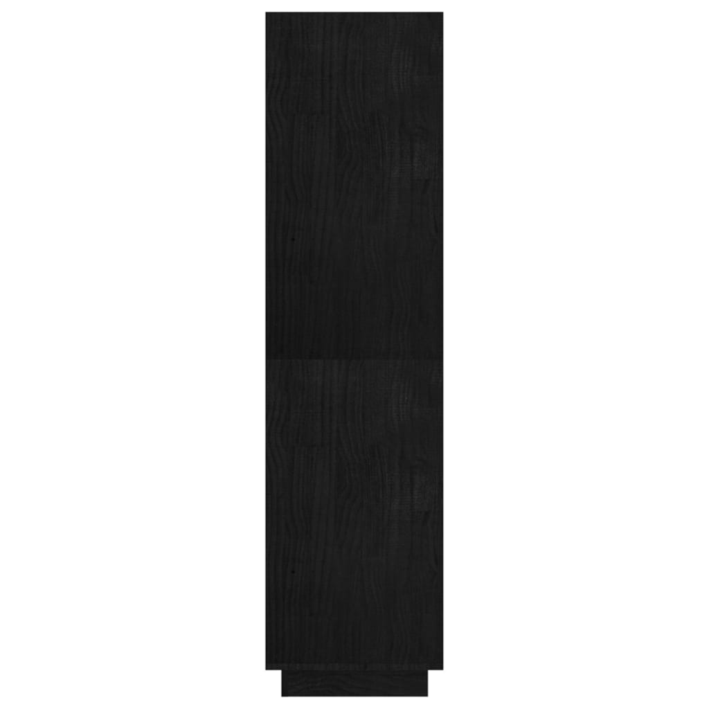 fekete tömör fenyőfa könyvszekrény/térelválasztó 80x35x135 cm