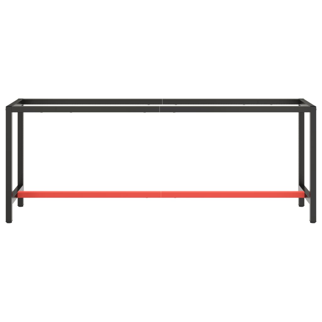 matt fekete-vörös fém munkapadváz 210 x 50 x 79 cm
