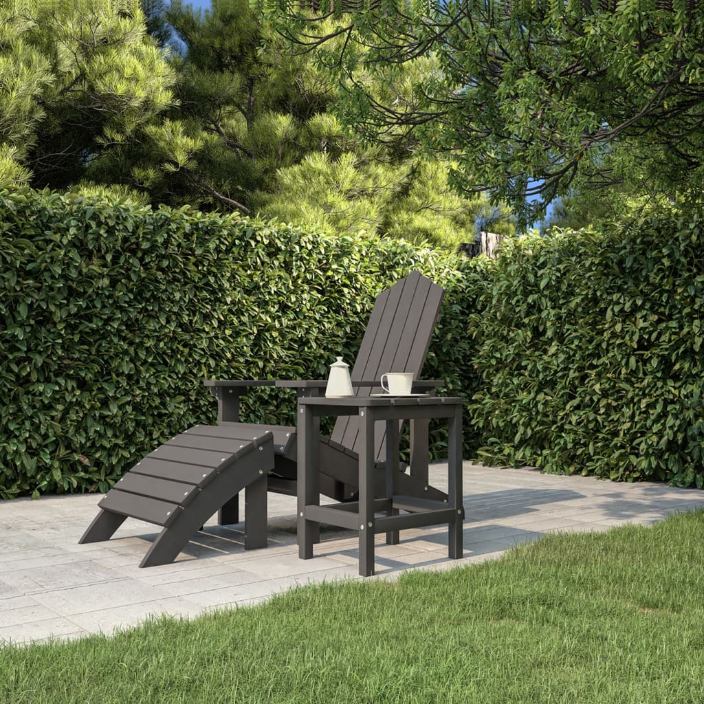 antracitszürke HDPE kerti Adirondack asztal 38 x 38 x 46 cm