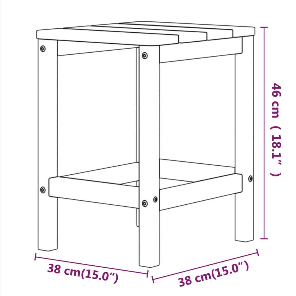 antracitszürke HDPE kerti Adirondack asztal 38 x 38 x 46 cm
