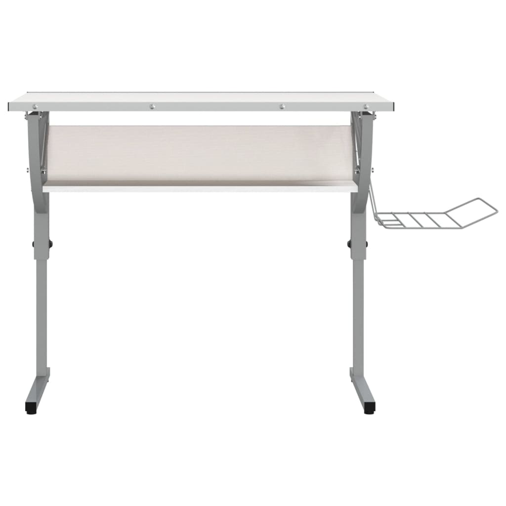 fehér-szürke szerelt fa és acél íróasztal 110 x 53 x (58-87) cm