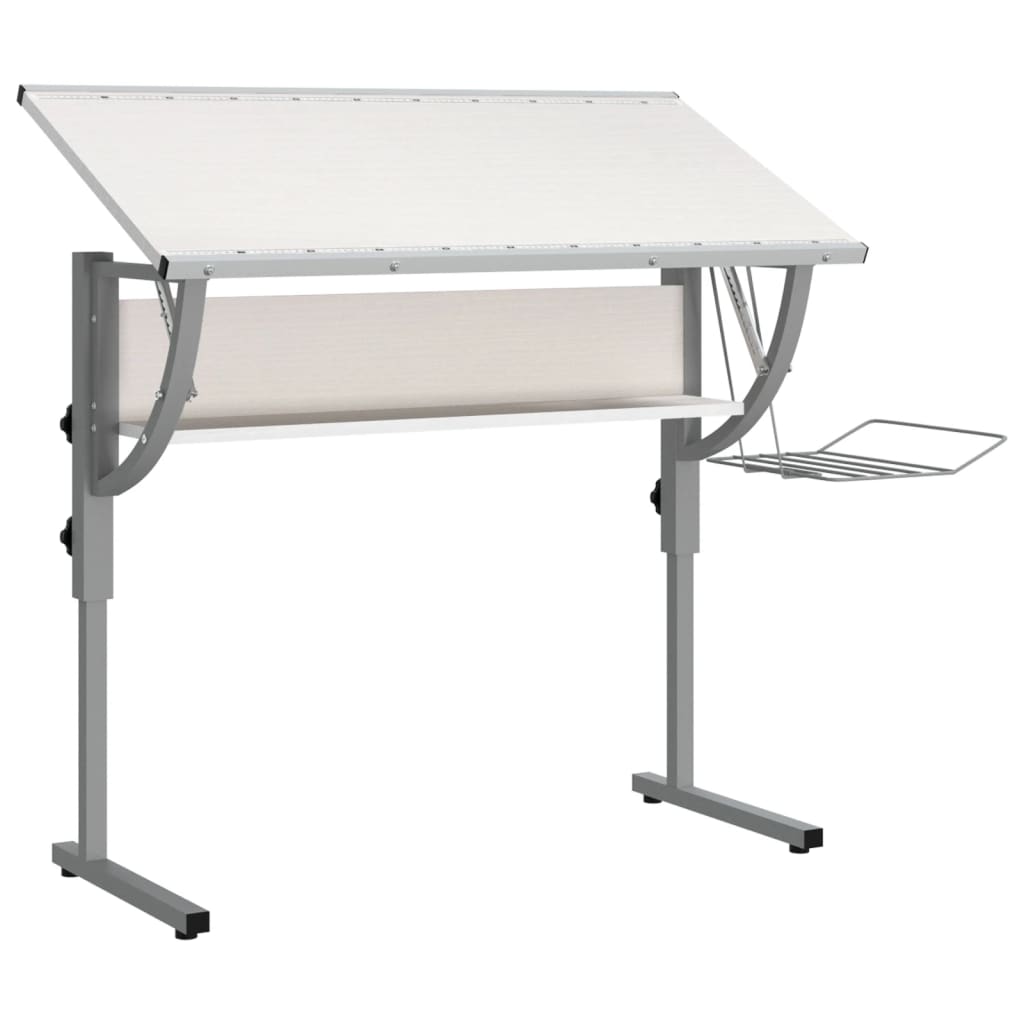 fehér-szürke szerelt fa és acél íróasztal 110 x 53 x (58-87) cm