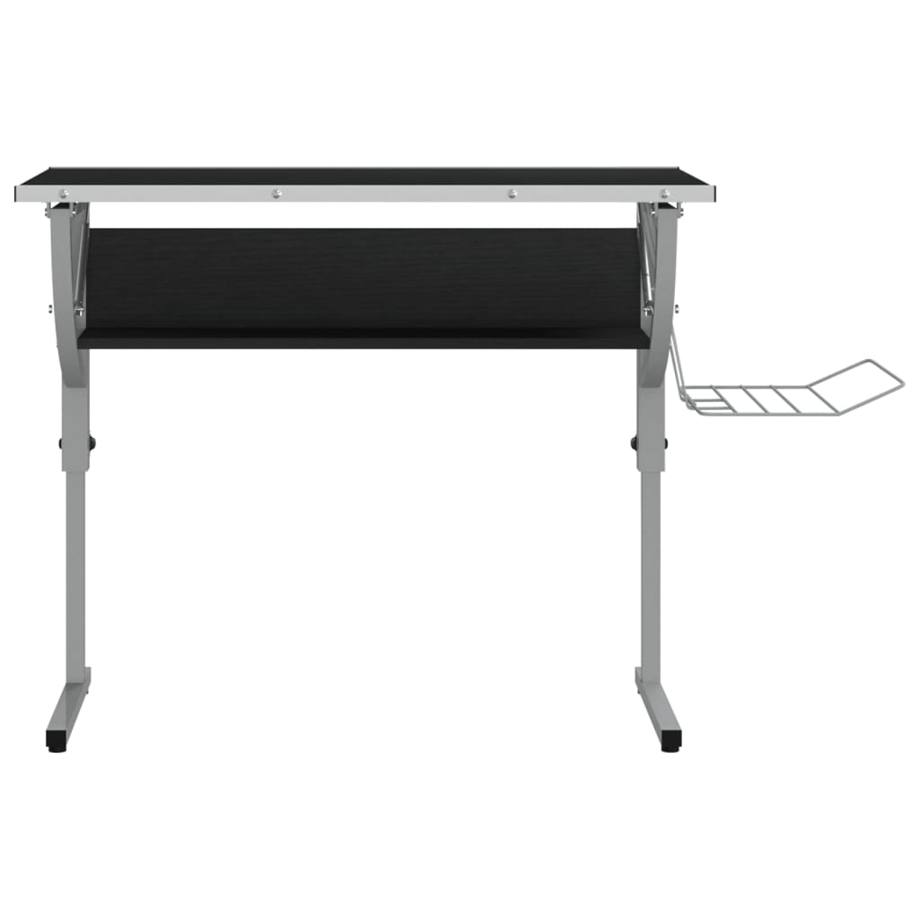 fekete-szürke szerelt fa és acél íróasztal 110x53x(58-87) cm