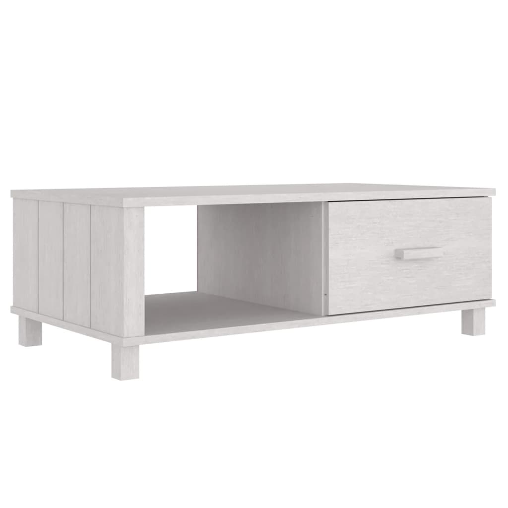 HAMAR fehér tömör fenyőfa dohányzóasztal 100 x 55 x 35 cm