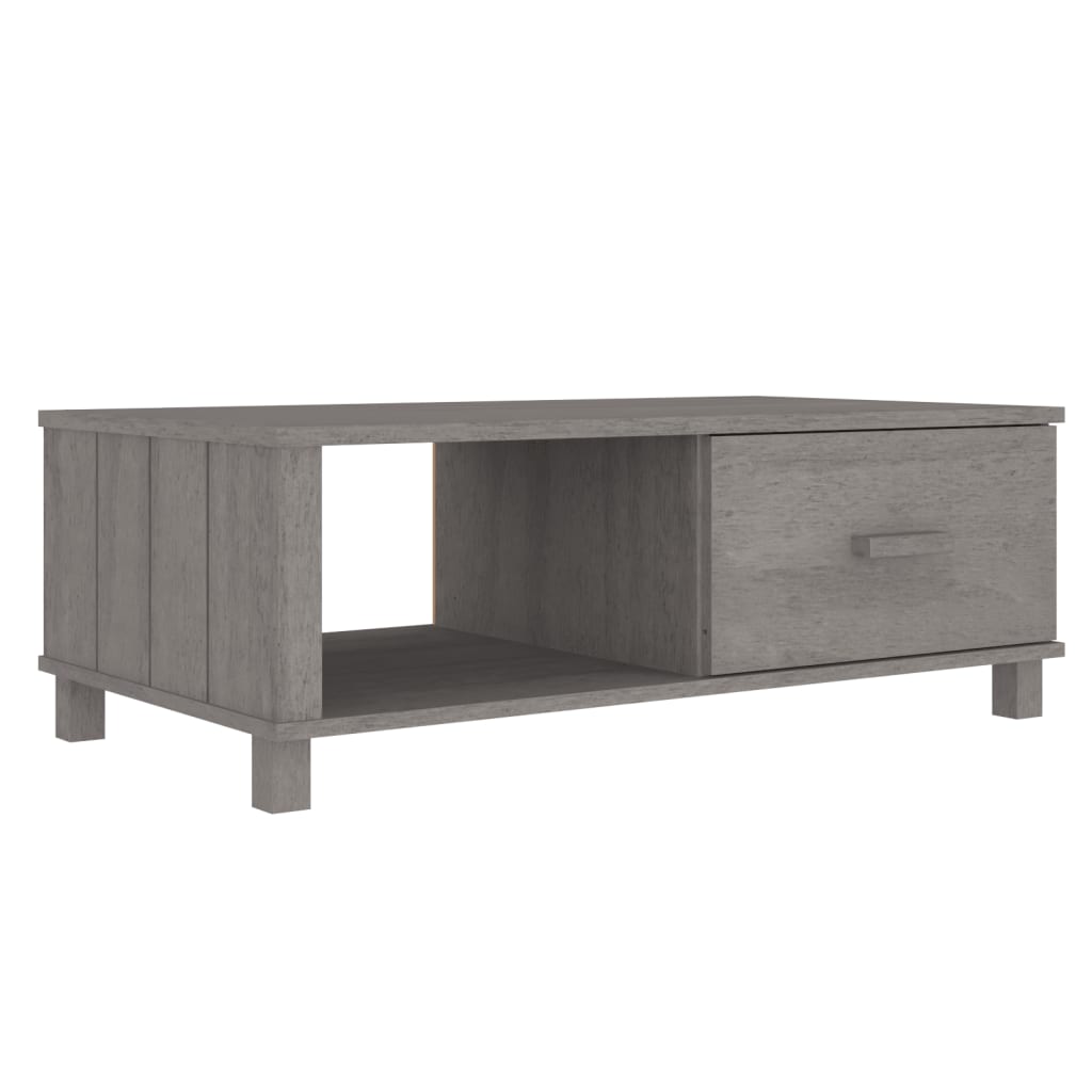 HAMAR világosszürke tömör fenyőfa dohányzóasztal 100x55x35 cm