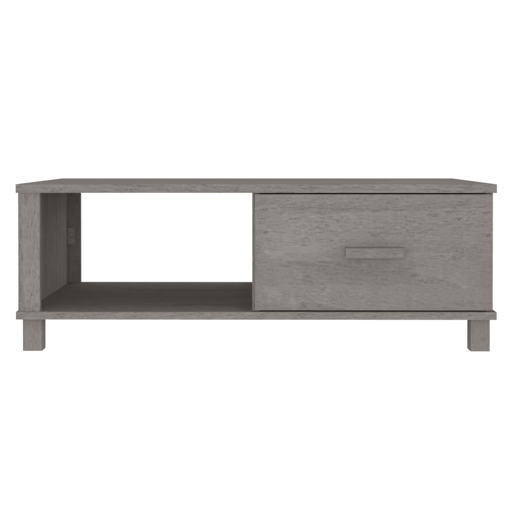 HAMAR világosszürke tömör fenyőfa dohányzóasztal 100x55x35 cm