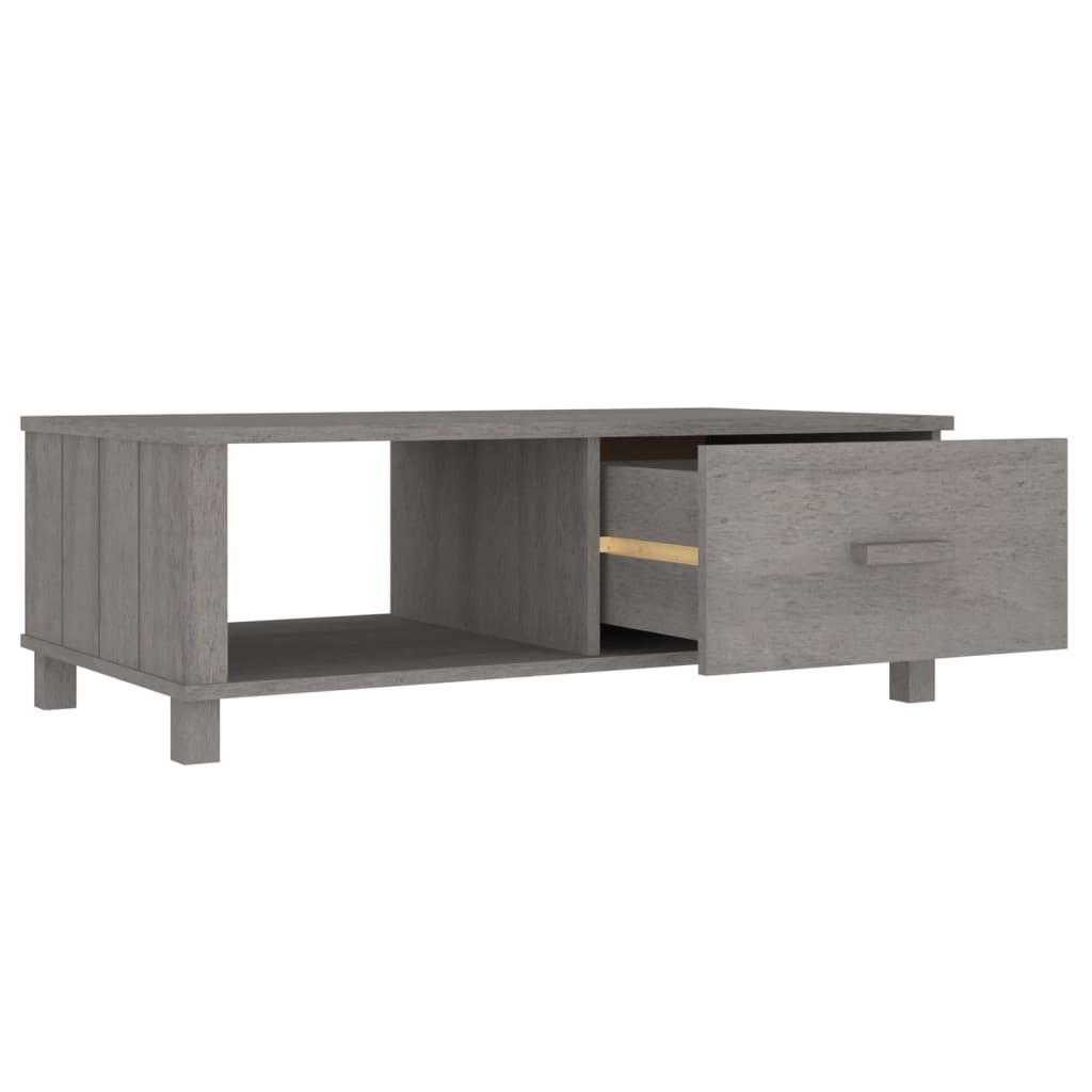 HAMAR világosszürke tömör fenyőfa dohányzóasztal 100x55x35 cm