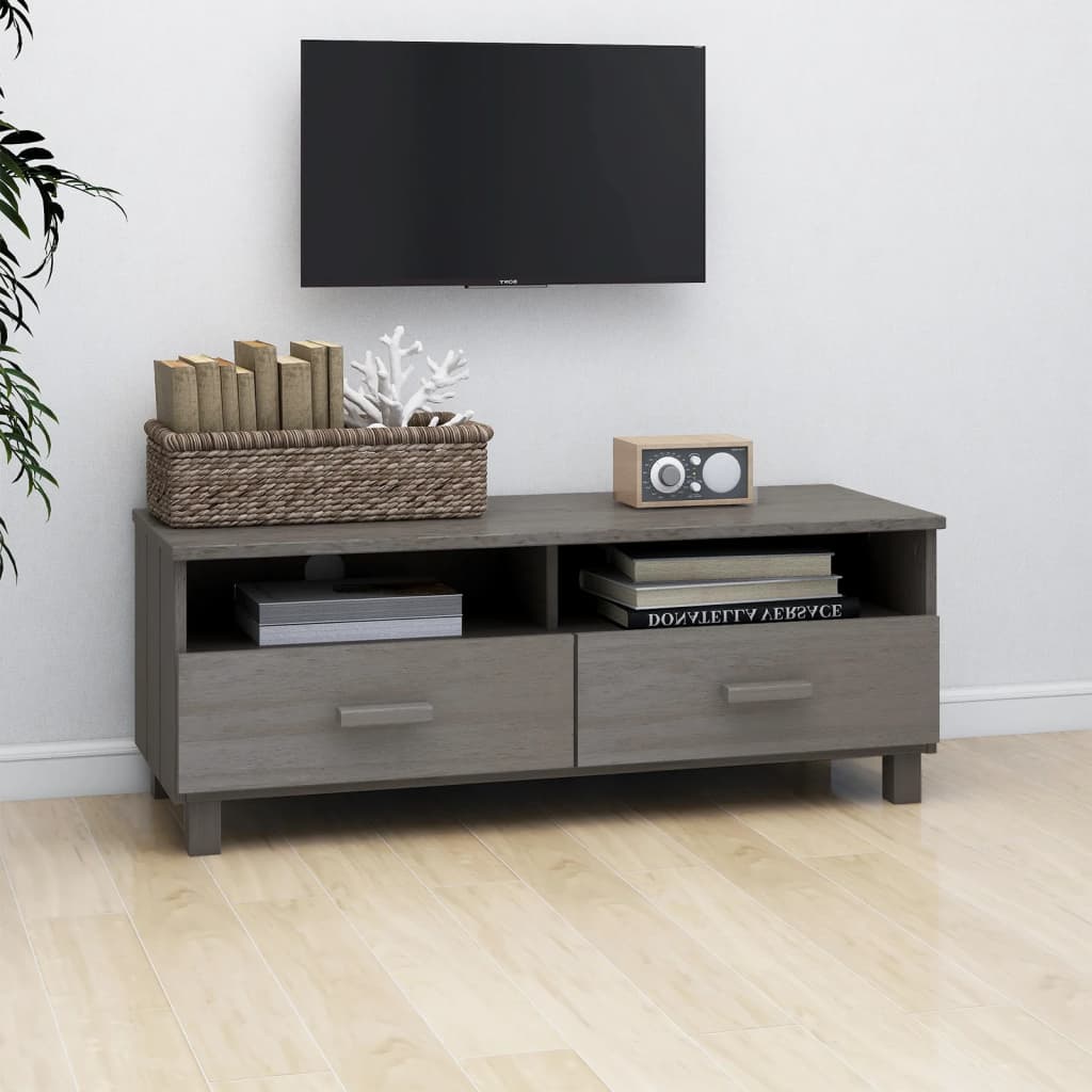 HAMAR világosszürke tömör fenyőfa TV-szekrény 106 x 40 x 40 cm