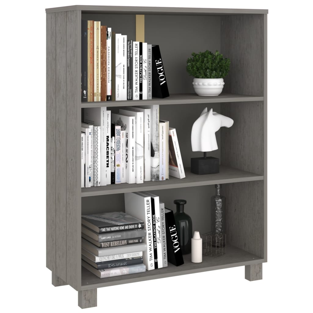 HAMAR világosszürke tömör fenyőfa könyvszekrény 85x35x112 cm